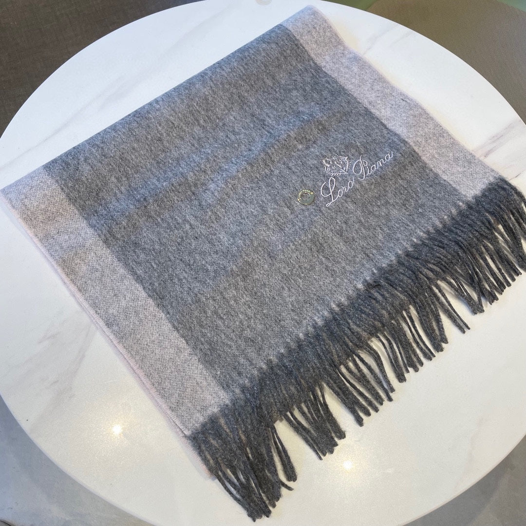 LP Grande Unita Scarf 180 CM In Dark Grey Mix Light Grey Cashmere  208871