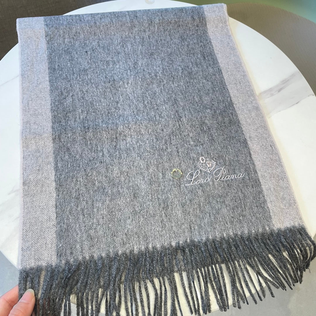 LP Grande Unita Scarf 180 CM In Dark Grey Mix Light Grey Cashmere  208871