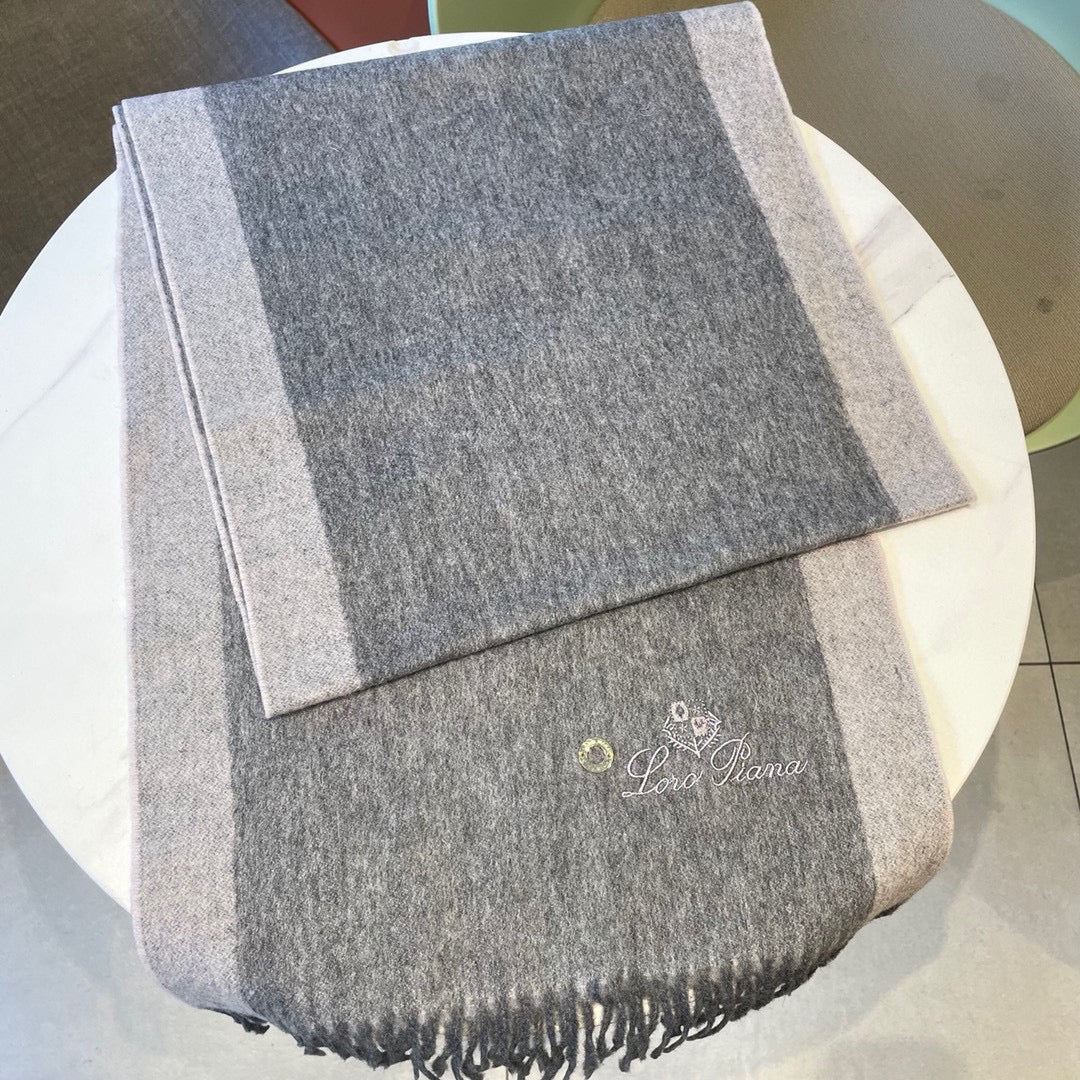 LP Grande Unita Scarf 180 CM In Dark Grey Mix Light Grey Cashmere  208871