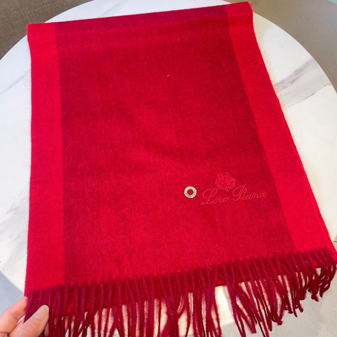 LP Grande Unita Scarf 180 CM In Crimson Mixed With Bright Red Cashmere 424621