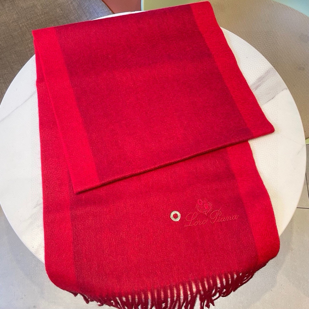 LP Grande Unita Scarf 180 CM In Crimson Mixed With Bright Red Cashmere 424621