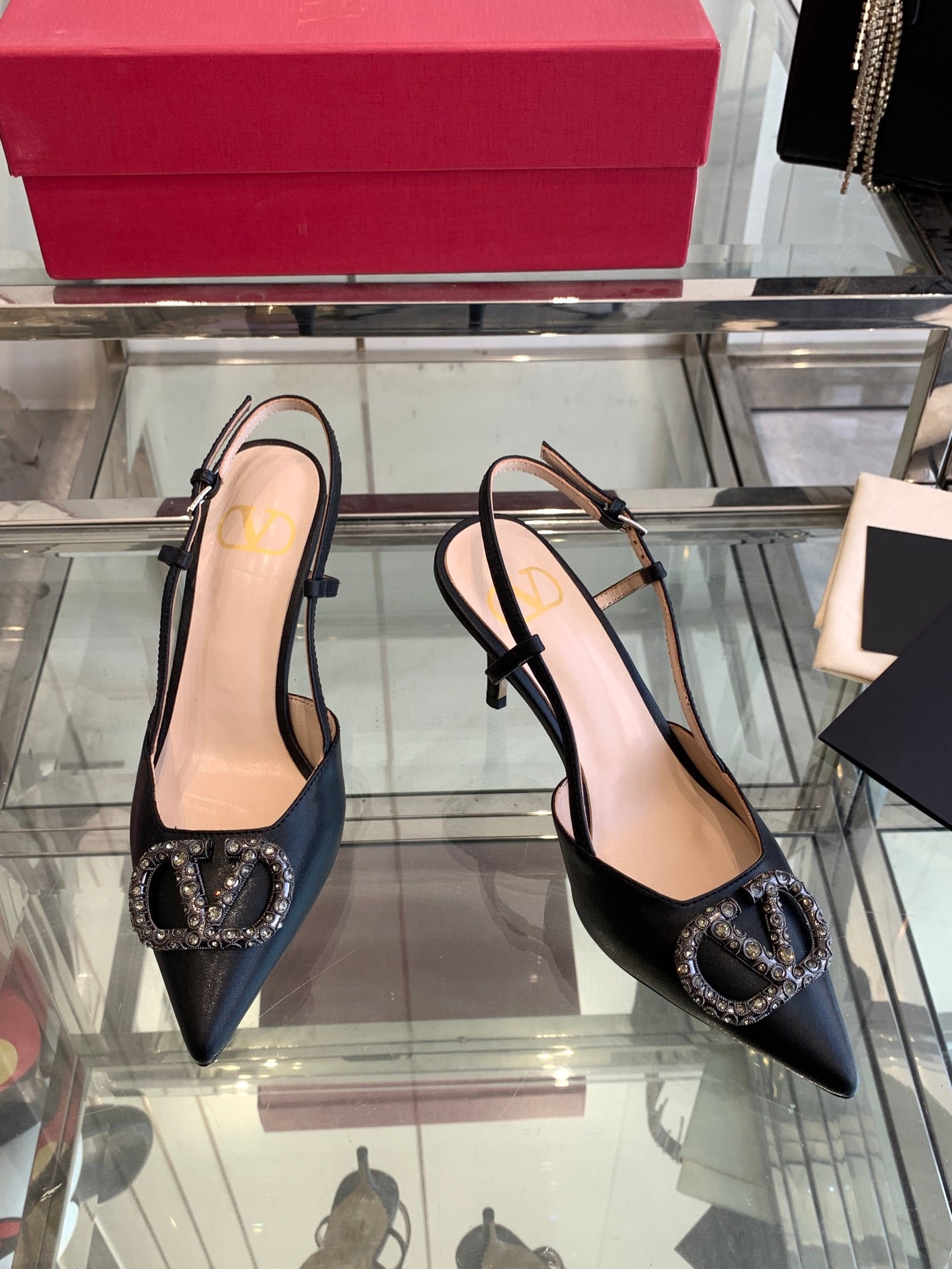 VT 25 High Heels Slingbacks Balck Cowhide 292335