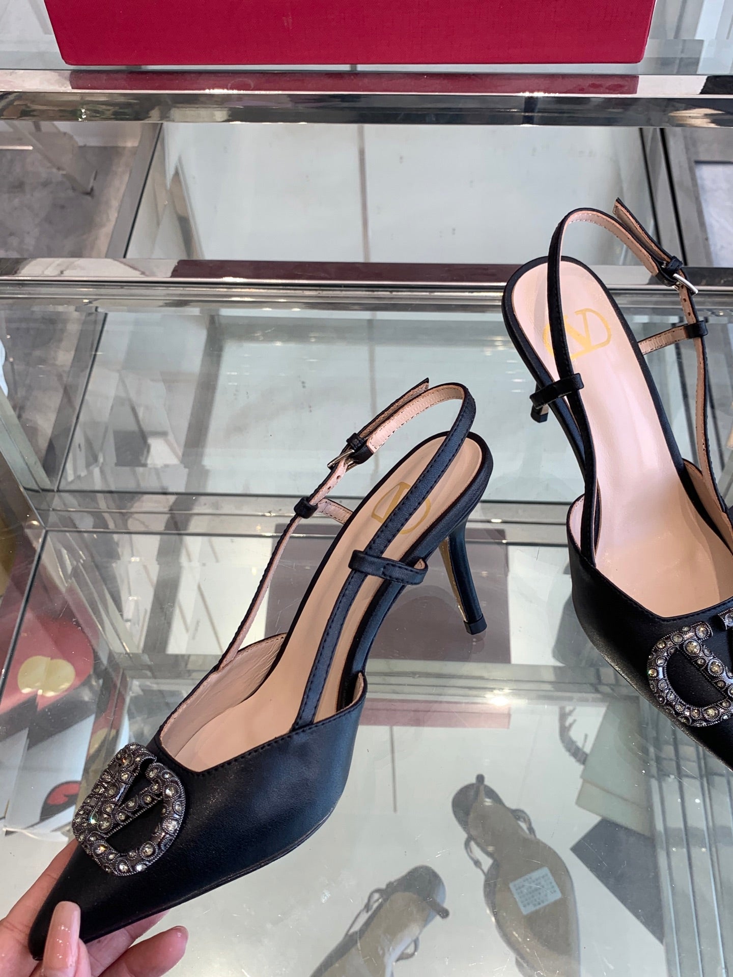 VT 25 High Heels Slingbacks Balck Cowhide 292335