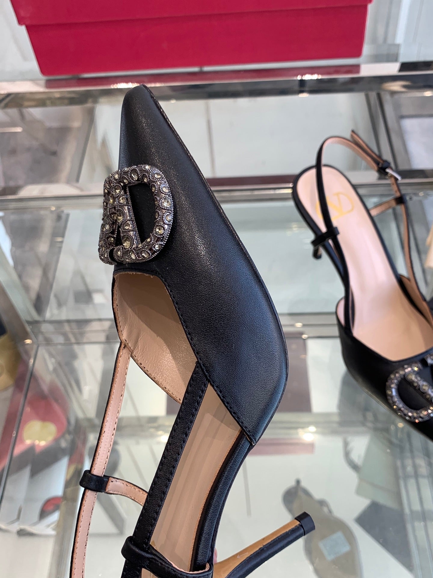 VT 25 High Heels Slingbacks Balck Cowhide 292335