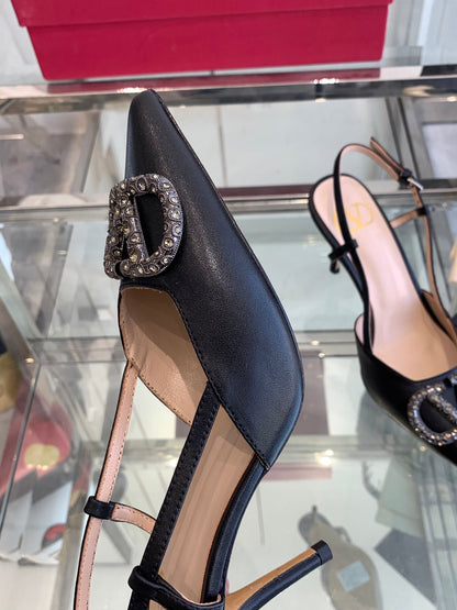 VT 25 High Heels Slingbacks Balck Cowhide 292335