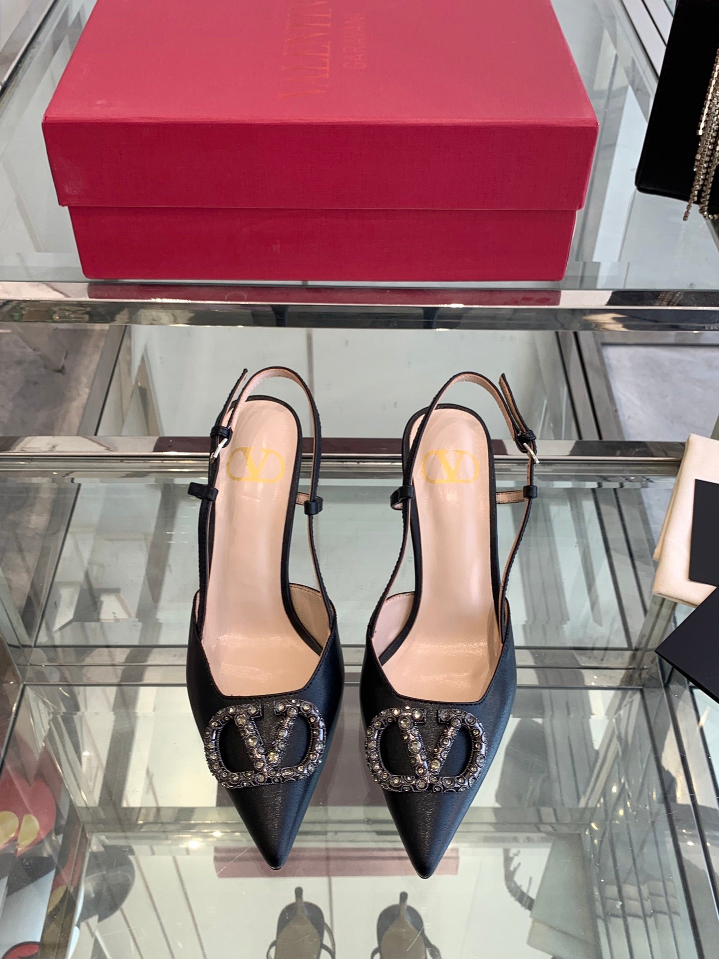 VT 25 High Heels Slingbacks Balck Cowhide 292335
