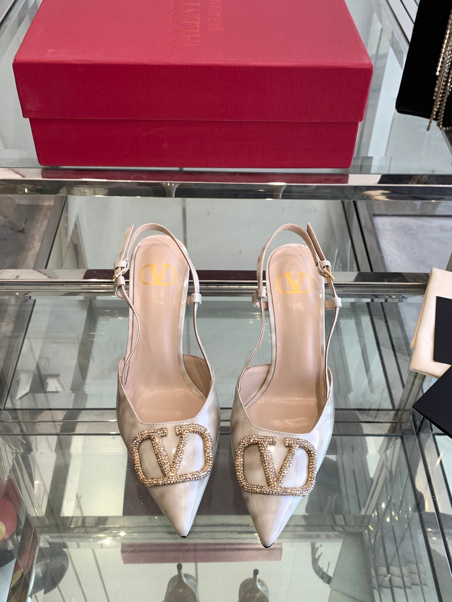 VT 25 High Heels Slingbacks Ivory Cowhide 292344