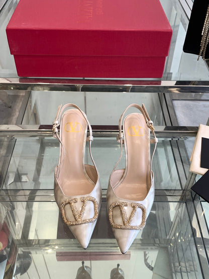 VT 25 High Heels Slingbacks Ivory Cowhide 292344