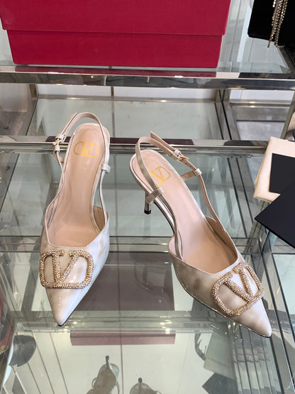 VT 25 High Heels Slingbacks Ivory Cowhide 292344
