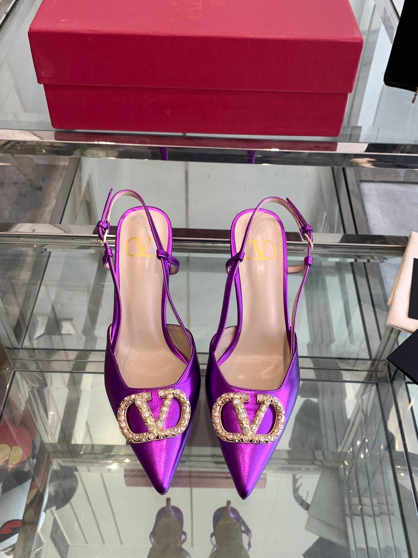 VT 25 High Heels Slingbacks Purple Cowhide 292336