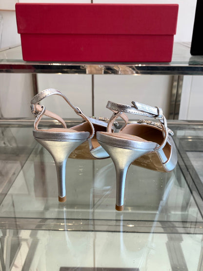 VT 25 High Heels Slingbacks Silver Cowhide 292337