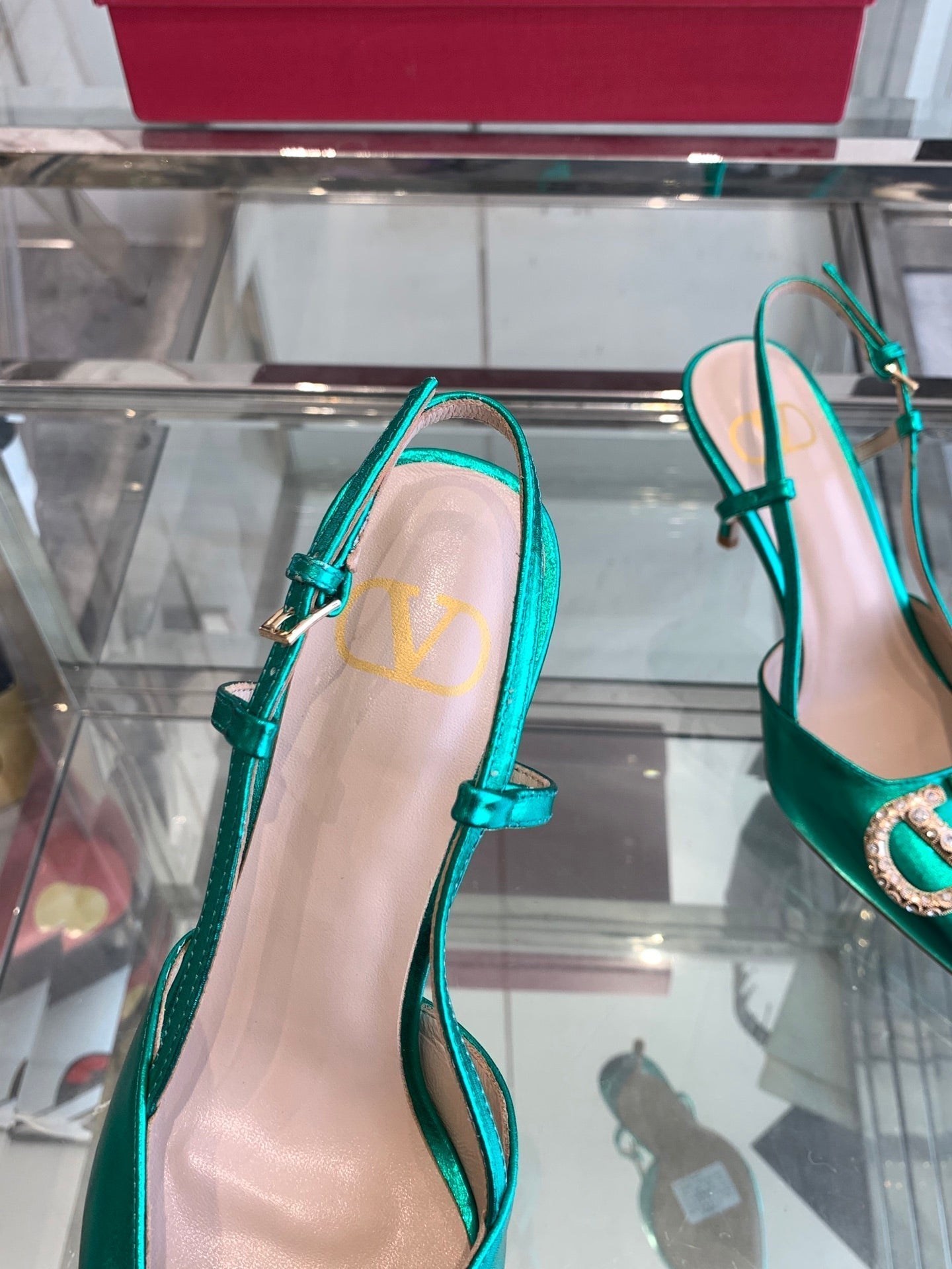 VT 25 High Heels Slingbacks Emerald Green Cowhide 292338