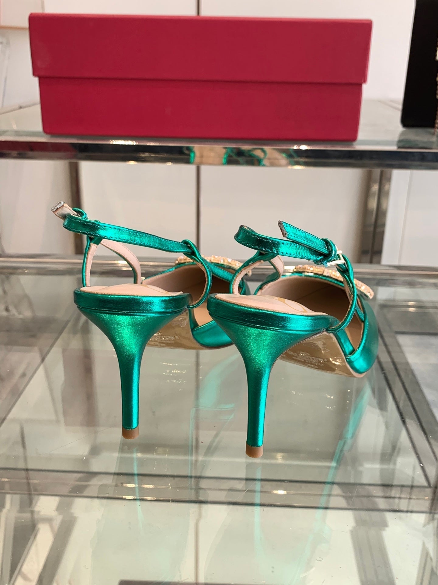 VT 25 High Heels Slingbacks Emerald Green Cowhide 292338