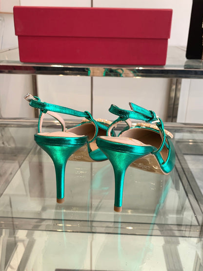VT 25 High Heels Slingbacks Emerald Green Cowhide 292338