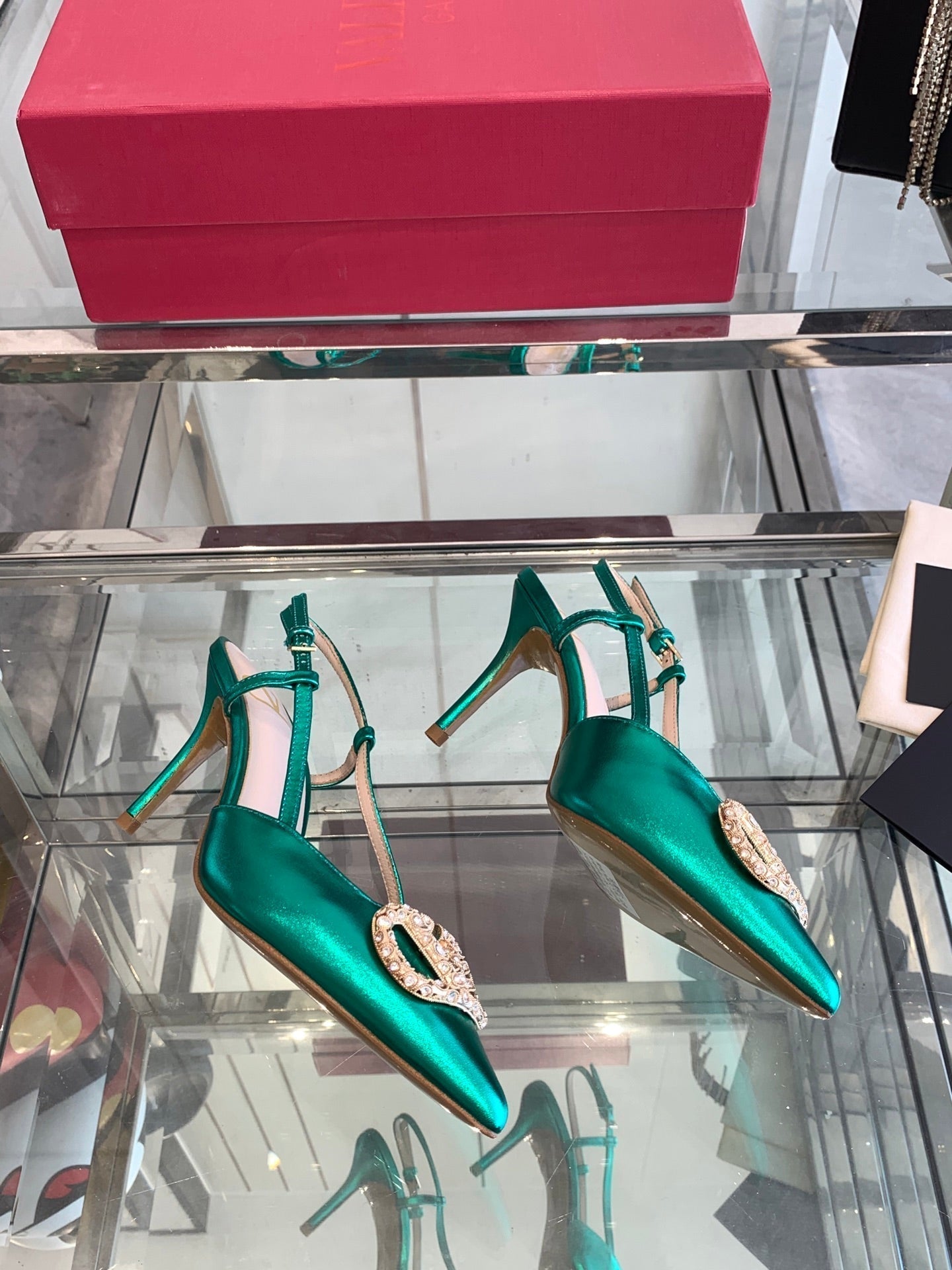 VT 25 High Heels Slingbacks Emerald Green Cowhide 292338