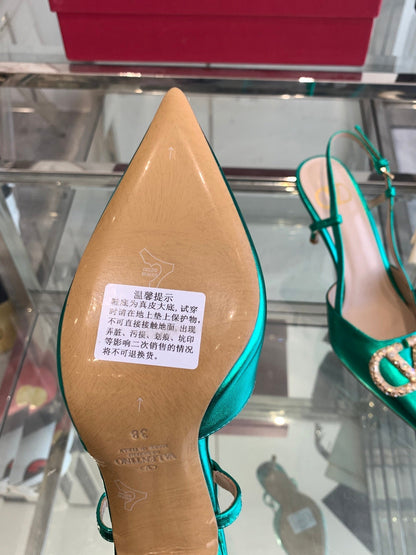VT 25 High Heels Slingbacks Emerald Green Cowhide 292338