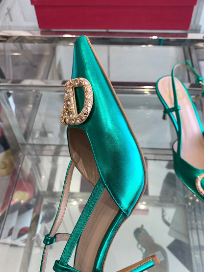 VT 25 High Heels Slingbacks Emerald Green Cowhide 292338