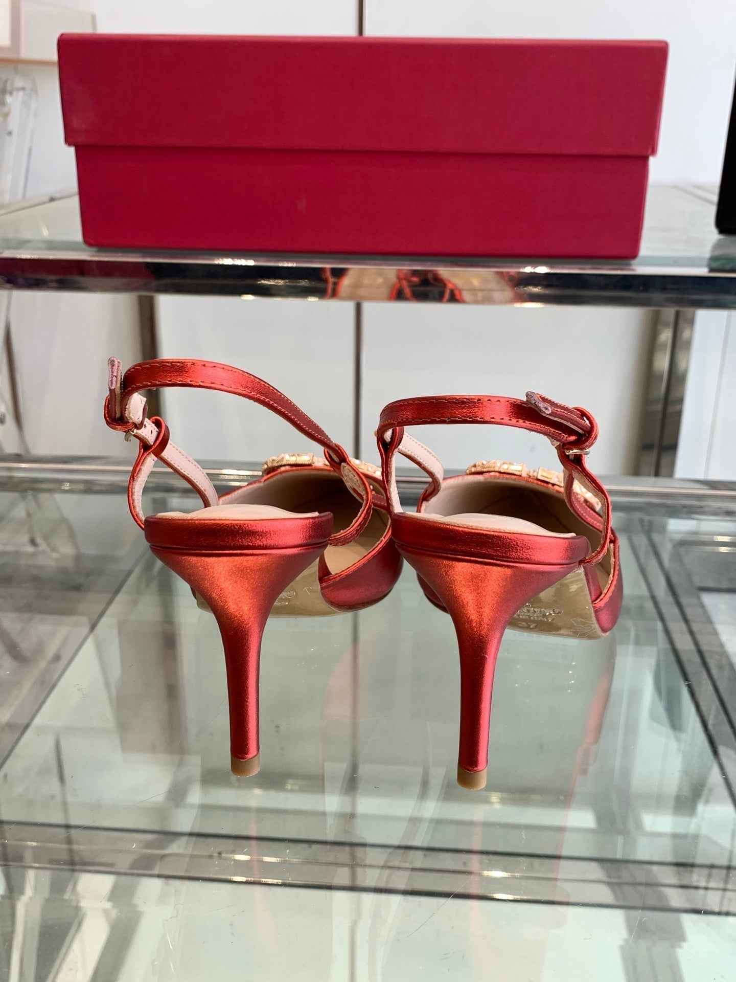 VT 25 High Heels Slingbacks Red Cowhide 292339