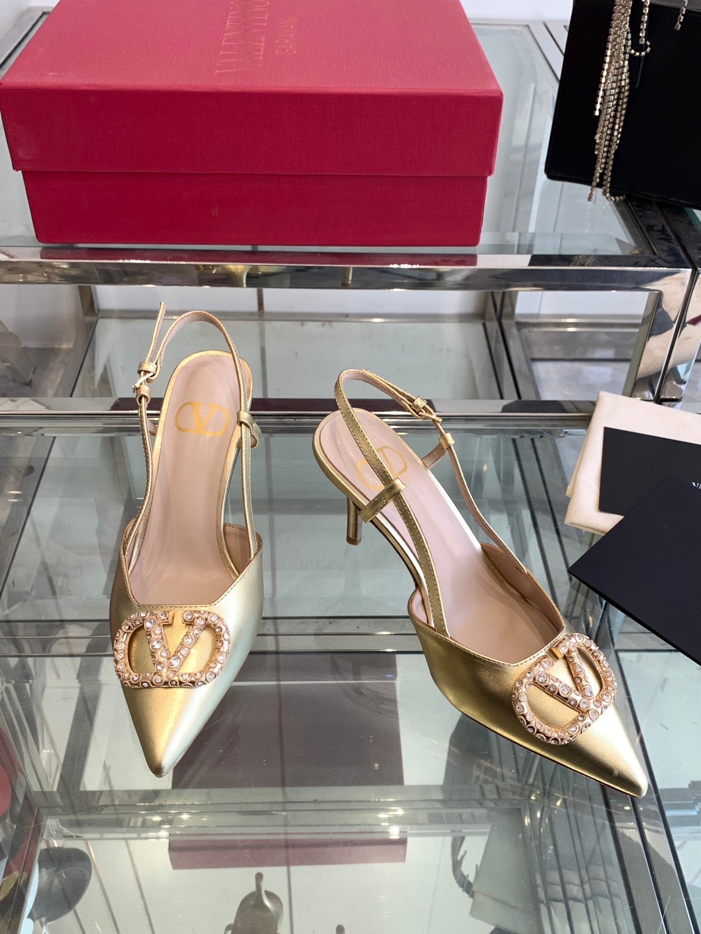 VT 25 High Heels Slingbacks Gold Cowhide 292345