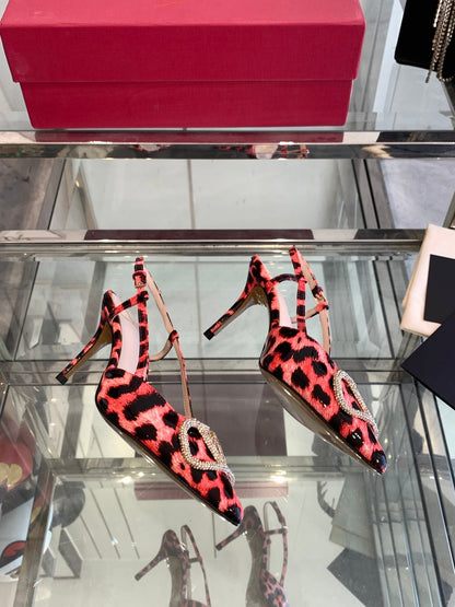 VT 25 High Heels Slingbacks Red Leopard Cowhide 292346