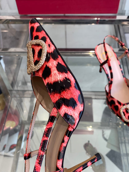 VT 25 High Heels Slingbacks Red Leopard Cowhide 292346