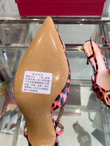 VT 25 High Heels Slingbacks Red Leopard Cowhide 292346