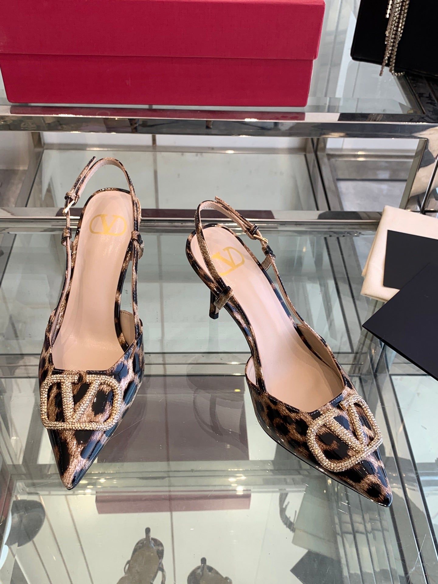 VT 25 High Heels Slingbacks Leopard Pattern Cowhide 292348