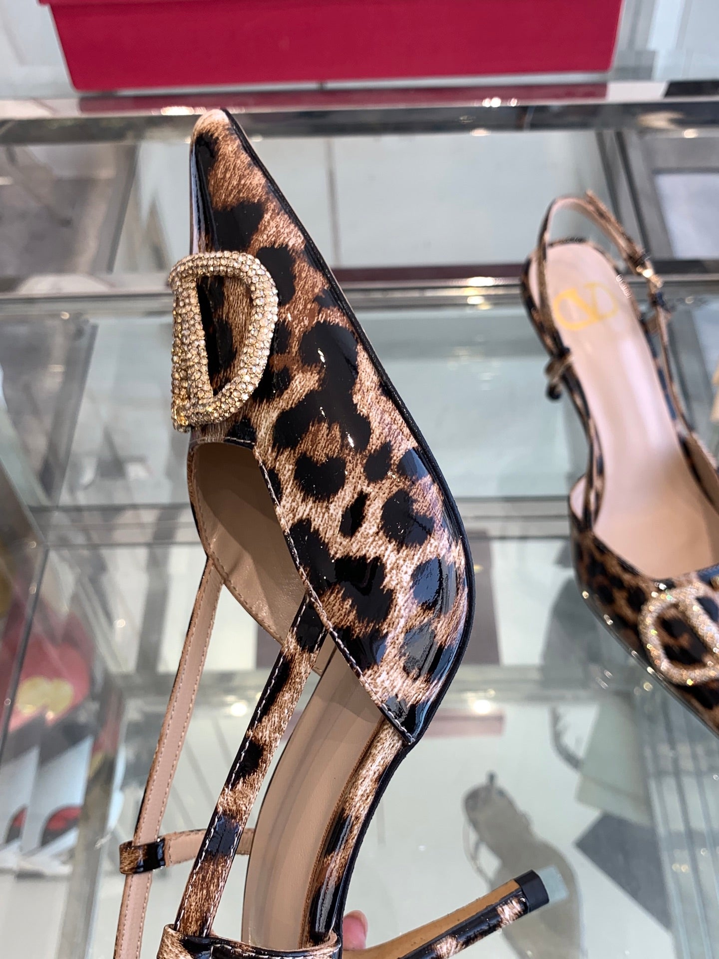 VT 25 High Heels Slingbacks Leopard Pattern Cowhide 292348