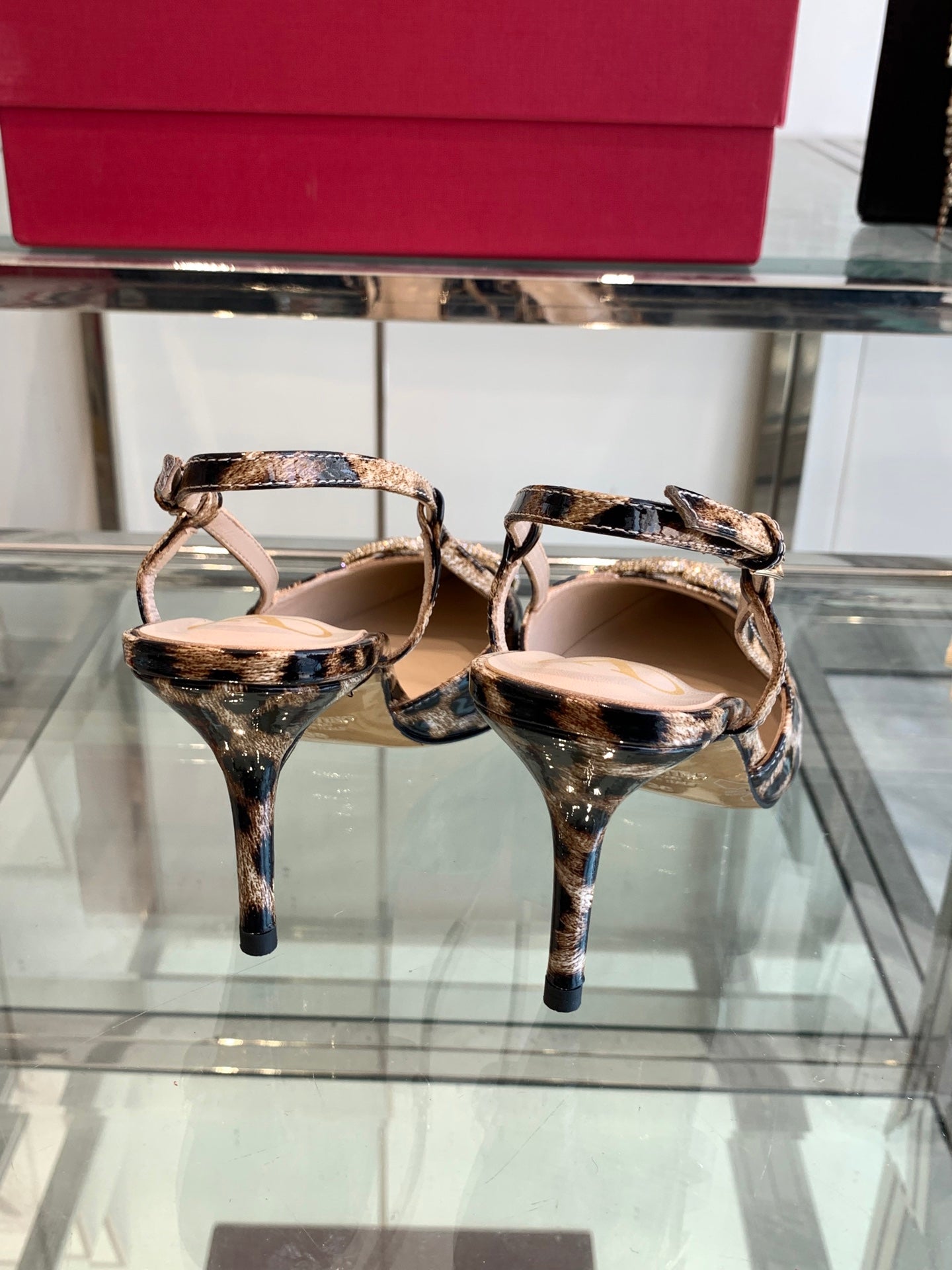 VT 25 High Heels Slingbacks Leopard Pattern Cowhide 292348