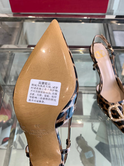 VT 25 High Heels Slingbacks Leopard Pattern Cowhide 292348