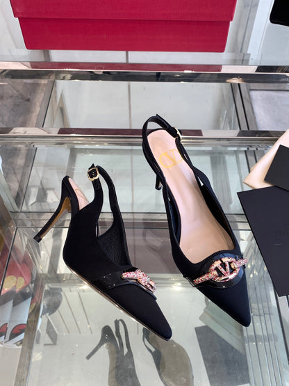 VT 25 High Heels Slingbacks Black Cowhide 292350