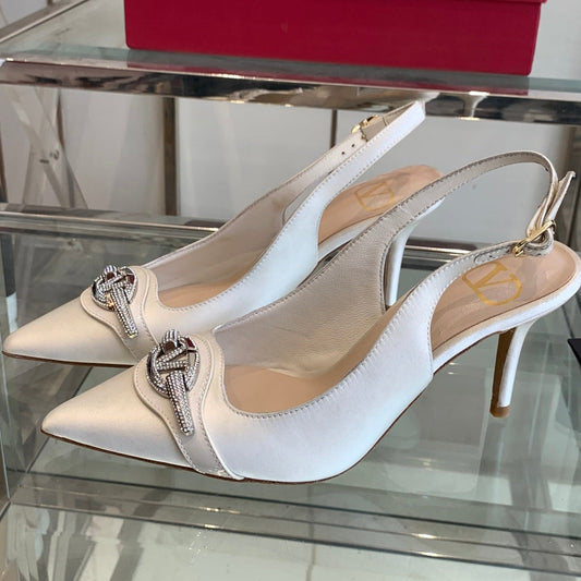 VT 25 High Heels Slingbacks White Cowhide 292351