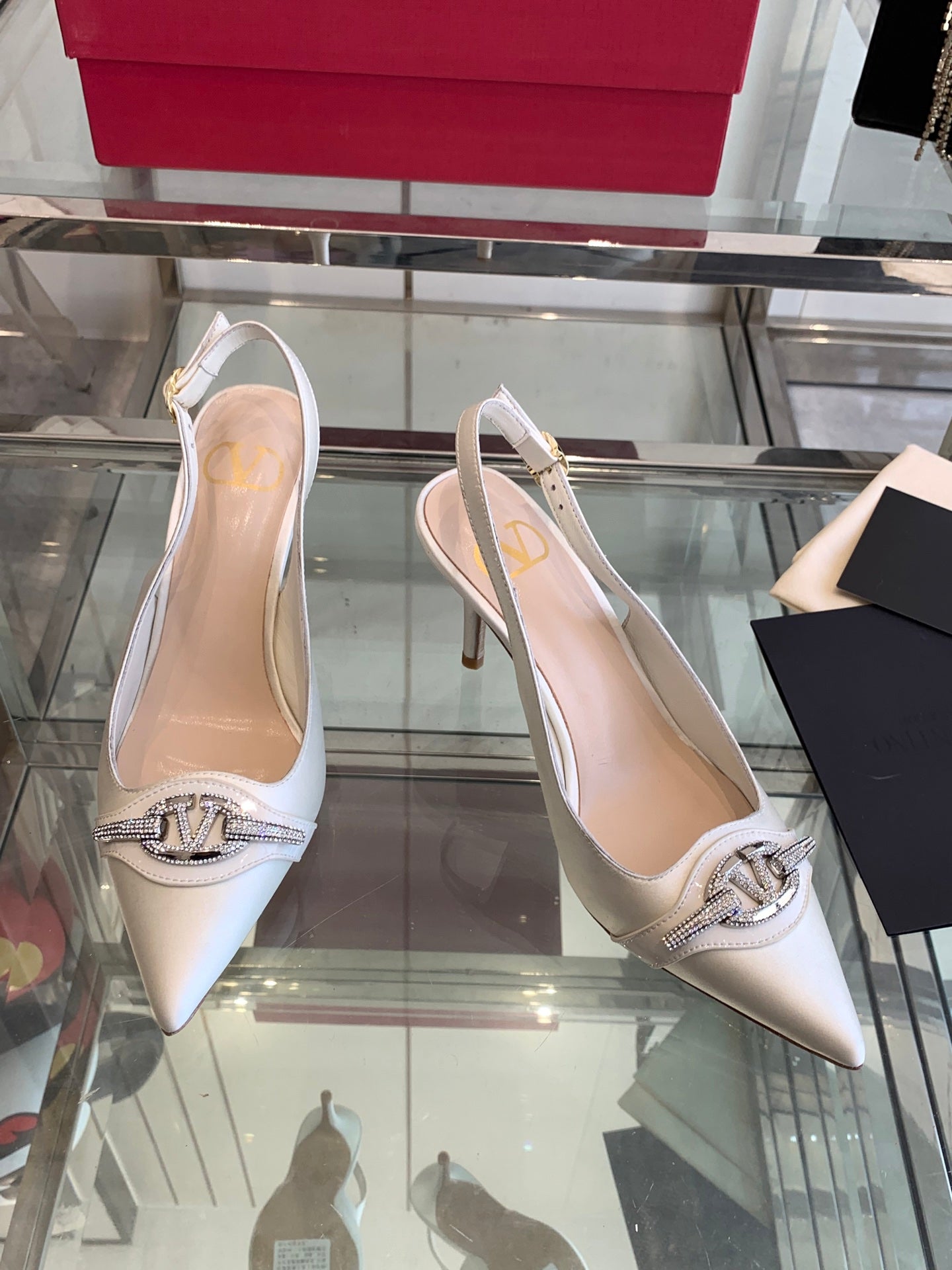 VT 25 High Heels Slingbacks White Cowhide 292351