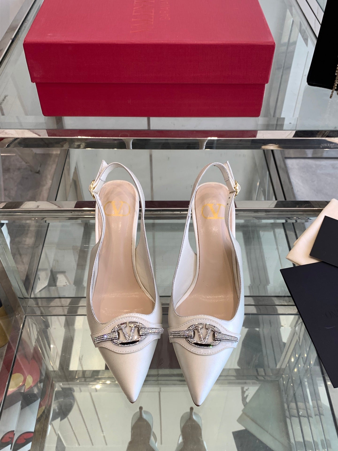 VT 25 High Heels Slingbacks White Cowhide 292351