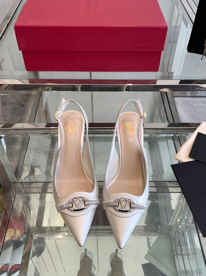 VT 25 High Heels Slingbacks White Cowhide 292351