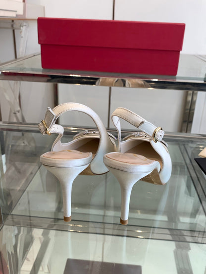 VT 25 High Heels Slingbacks White Cowhide 292351