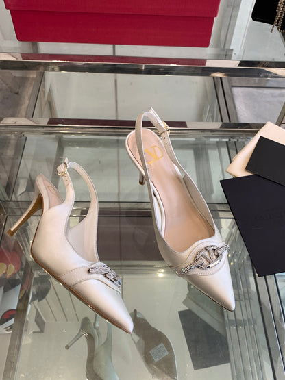 VT 25 High Heels Slingbacks White Cowhide 292351