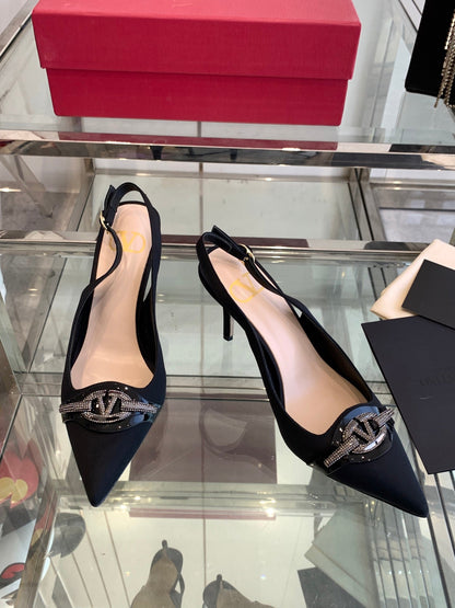 VT 25 High Heels Slingbacks Black Cowhide 292352