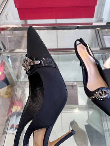 VT 25 High Heels Slingbacks Black Cowhide 292352