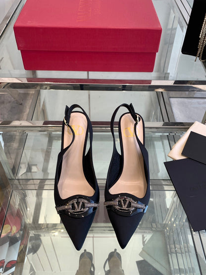 VT 25 High Heels Slingbacks Black Cowhide 292352