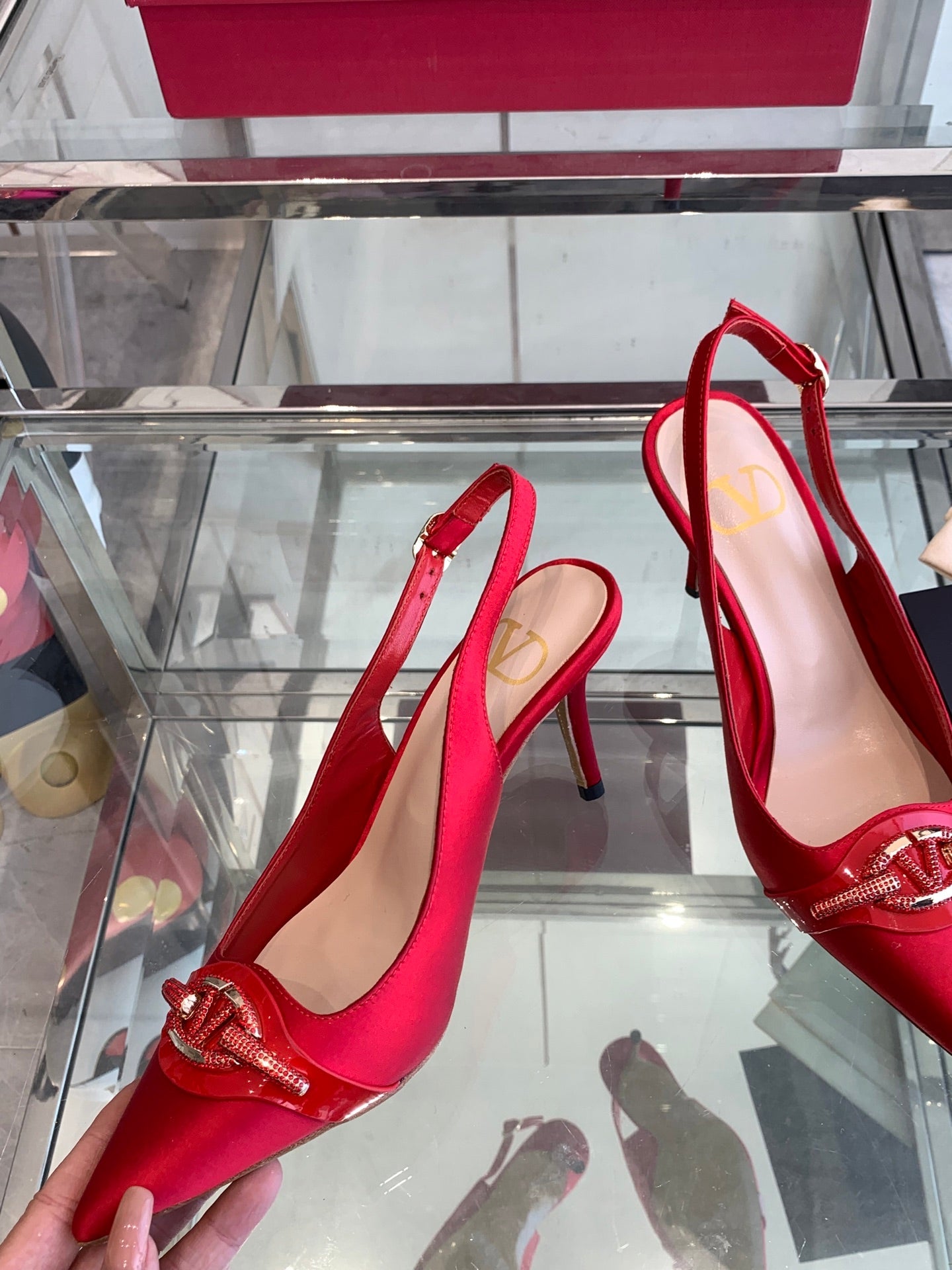 VT 25 High Heels Slingbacks Red Cowhide 292354