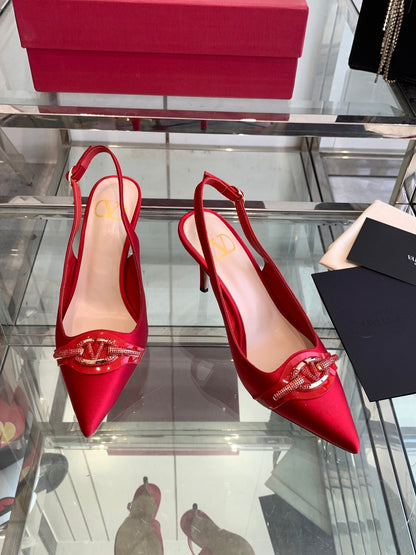 VT 25 High Heels Slingbacks Red Cowhide 292354