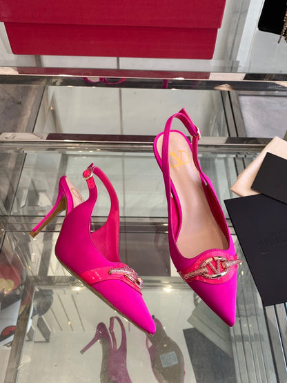 VT 25 High Heels Slingbacks Fuchsia Pink Cowhide 292353