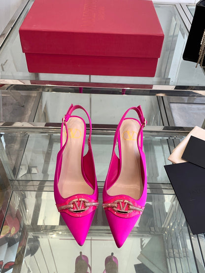 VT 25 High Heels Slingbacks Fuchsia Pink Cowhide 292353