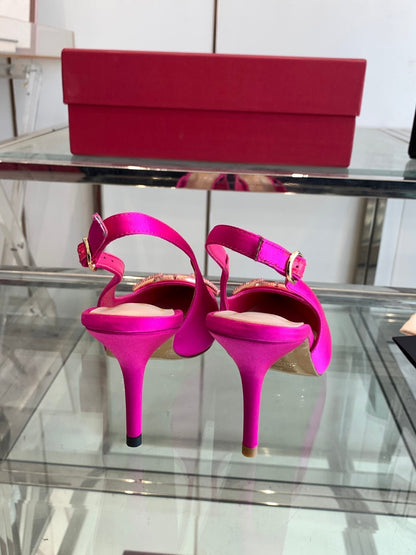 VT 25 High Heels Slingbacks Fuchsia Pink Cowhide 292353