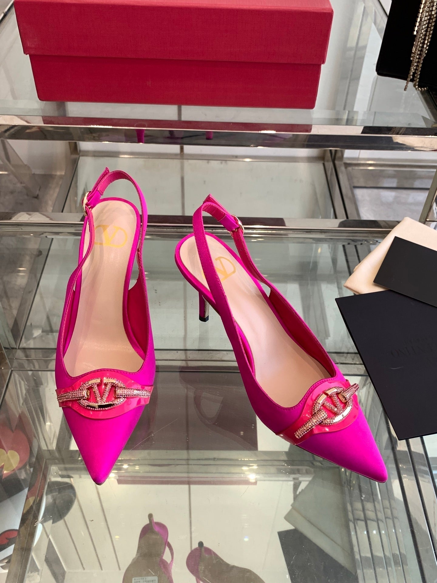 VT 25 High Heels Slingbacks Fuchsia Pink Cowhide 292353