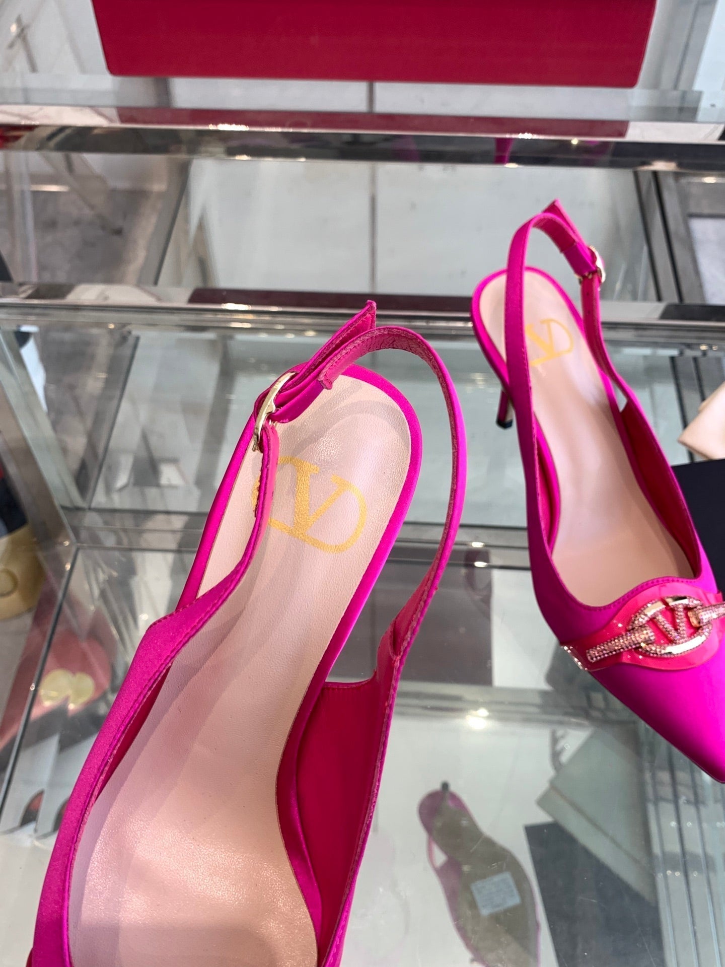 VT 25 High Heels Slingbacks Fuchsia Pink Cowhide 292353