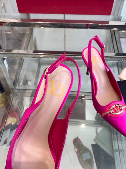 VT 25 High Heels Slingbacks Fuchsia Pink Cowhide 292353