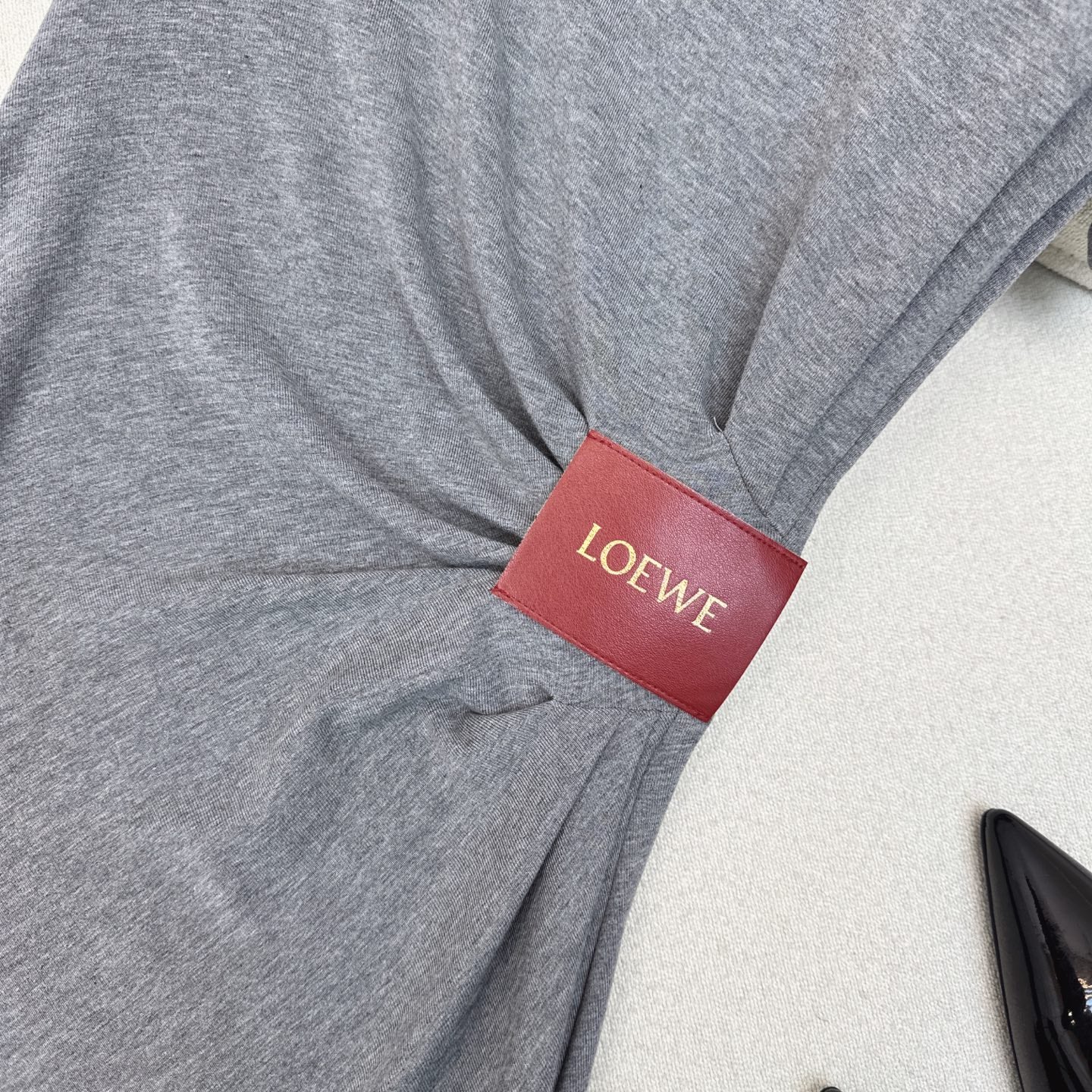 Loewe 25 Pleated Short-sleeved Dress Gray Cotton