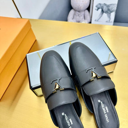 LV 25C LV Capri Open Back Loafer Black Cowhide 219928